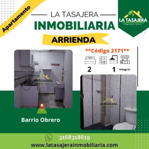 Apartamento Interior de dos habitaciones en el Barrio Obrero código-2171