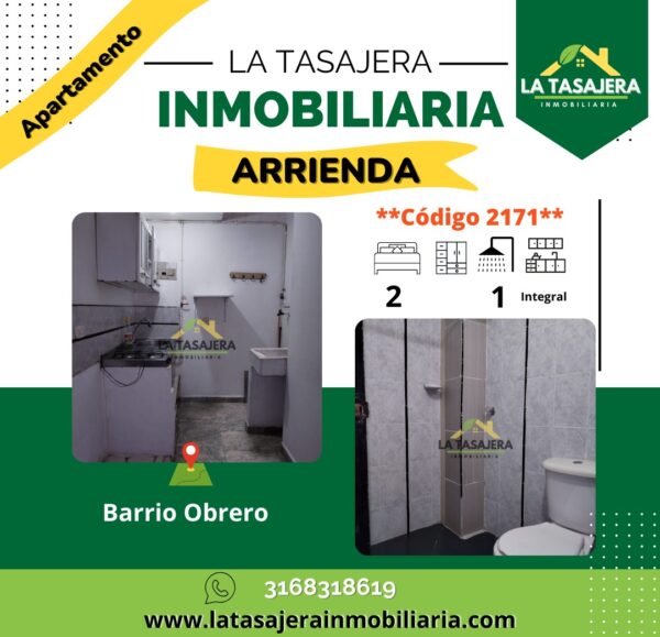 Apartamento Interior de dos habitaciones en el Barrio Obrero código-2171