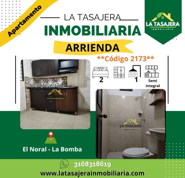 Apartamento Rural en Arriendo en Copacabana | Vereda El Noral – Sector La Bomba – Código 2173 $650.000 | 1 Piso | 2 Alcobas | 1 Baño