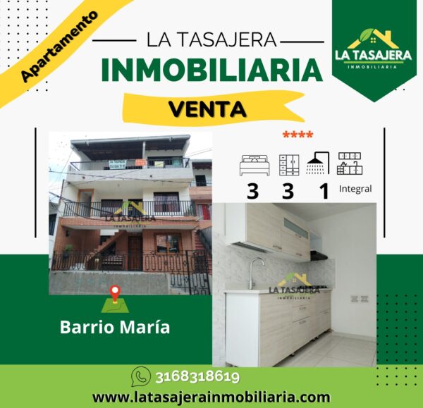Apartamento en Venta en Copacabana | Apartamento en el Barrio María – Código 3038 $270.000.000 | 3er Piso | 3 Alcobas | 85 m²