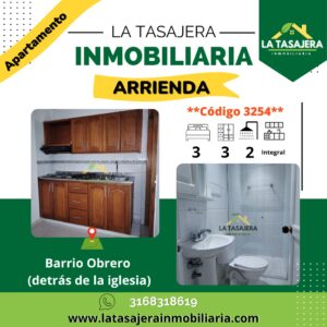 Económico Apartamento en Arriendo – Copacabana (Barrio Obrero) | 3 Alcobas, 2 Baños + Cocina Integral | La Tasajera Inmobiliaria cod-3254
