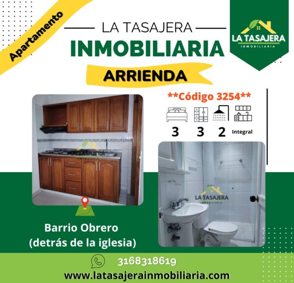 Económico Apartamento en Arriendo – Copacabana (Barrio Obrero) | 3 Alcobas, 2 Baños + Cocina Integral | La Tasajera Inmobiliaria cod-3254