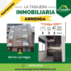 Apartamento en Arriendo – Copacabana (Barrio Las Vegas) | 3 Alcobas, 2 Baños + Cocina Integral | La Tasajera Inmobiliaria cod-3255