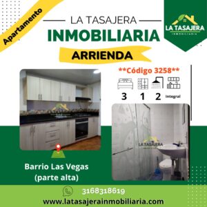 Apartamento en Arriendo en Copacabana  Apartamento en el Barrio La Vegas | 3 habitaciones, 1er piso – Código 3258