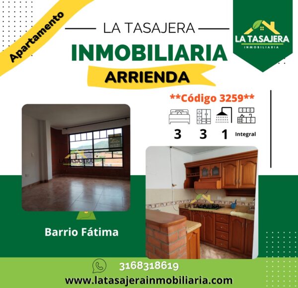 Apartamento en Arriendo en Copacabana  Apartamento en el Barrio Fátima, Tres habitaciones, tres closet, Balcon, 3er piso  cod 3259